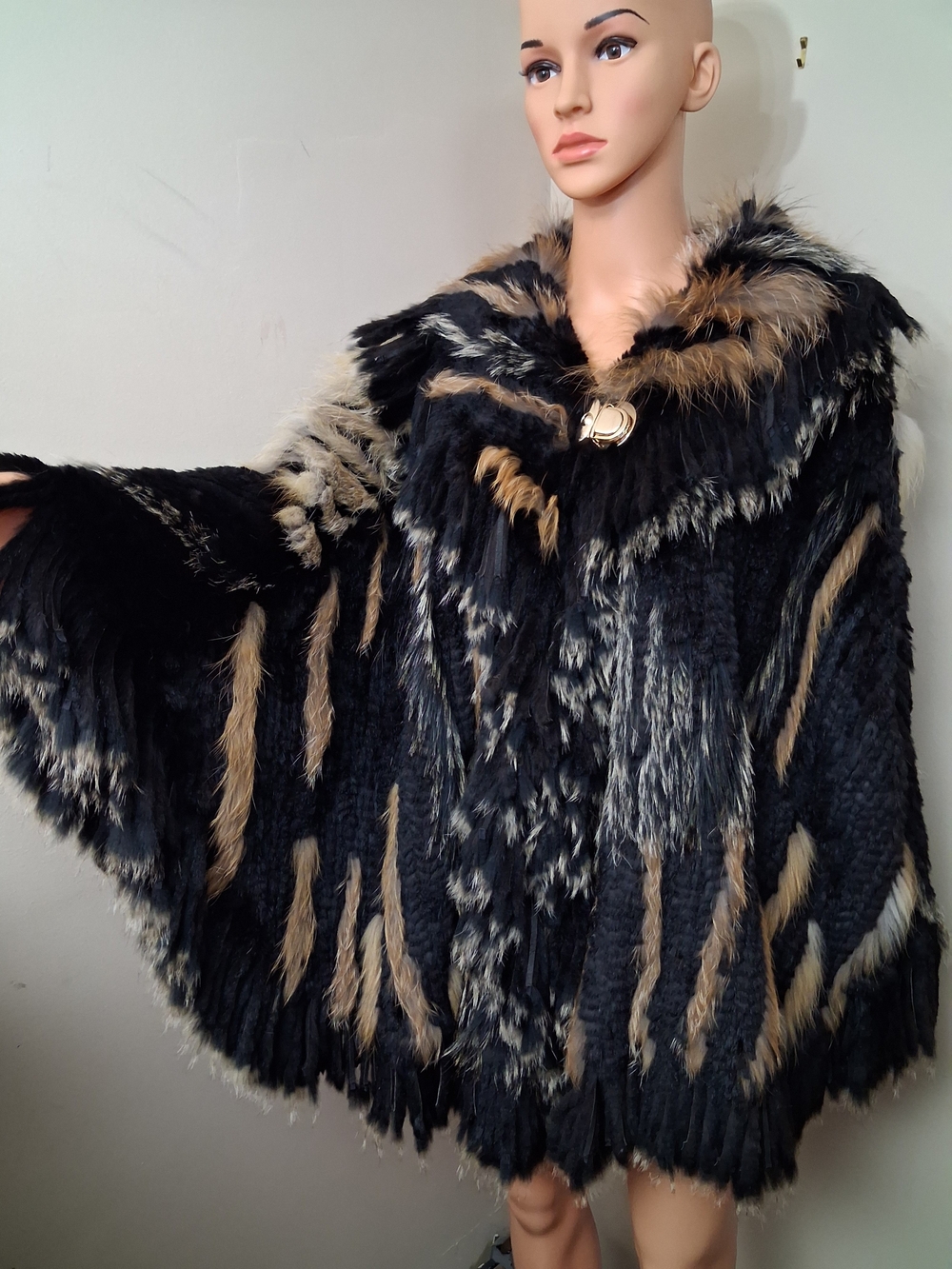 Cedrics Genuine Rex  Fur Poncho